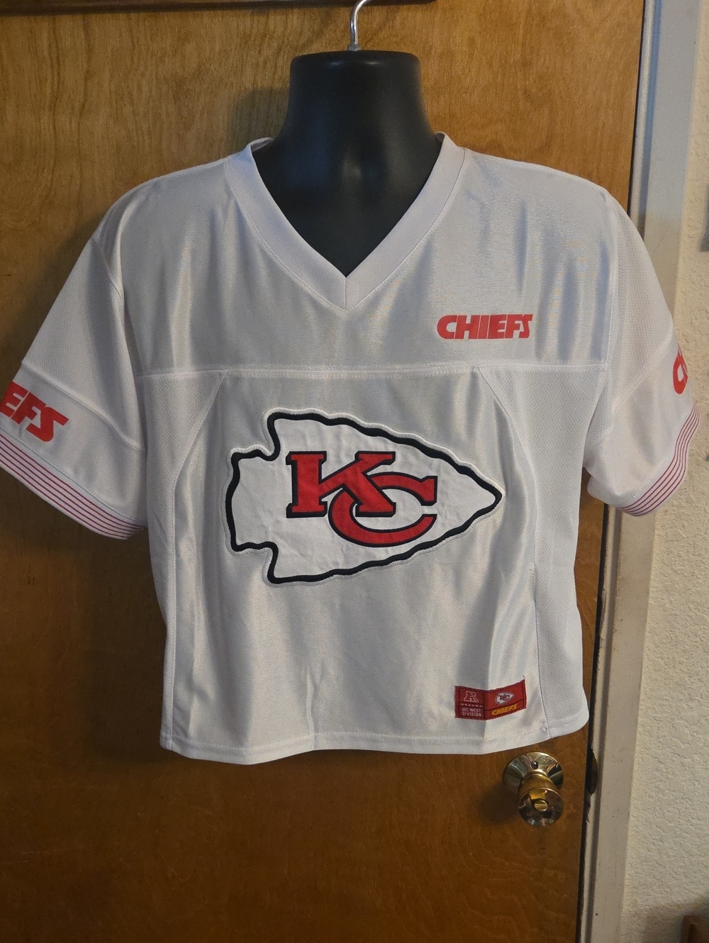 Womens NFL Ultra Game Kansas City Chiefs White Cropped Jersey Top Size XL